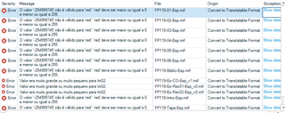 Error log in Trados Studio 2021 showing multiple 'Failed to save target content' errors for mif 2019 files, affecting project creation.