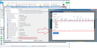 Screenshot of Trados Studio with IRIS enabled showing scanned PDF converted as images without words in SDL Analyse.