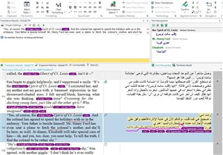 Trados Studio screenshot highlighting the issue where a superscripted number is inserted and the following text remains in superscripted font instead of the original size.