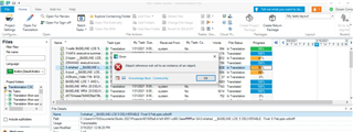 SDL Trados Studio error message 'Object reference not set to an instance of an object' displayed while trying to open a package.