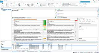 Screenshot of Trados Studio interface showing a customized layout in Review mode with multiple panels pinned within the workspace, no visible errors or warnings.