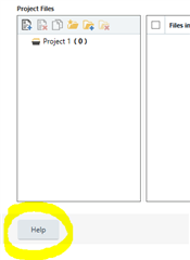 Screenshot of Trados Studio interface showing the 'Help' button highlighted, indicating a resource not available at the provided URL.