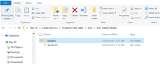 Windows Explorer showing the path C: Program Files (x86) SDL SDL Trados Studio with a folder named Studio5.