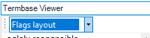 Dropdown menu in Trados Studio's Termbase Viewer with 'Flags layout' selected.