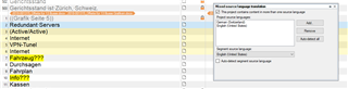 Trados Studio screenshot showing incorrect language detection with 'Africaans' and 'English US' instead of 'English UK', and correct 'German CH'.