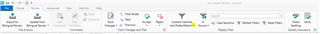 Trados Studio Review Tab display filter with 'Context matches and Perfect Match' selected from the dropdown menu.