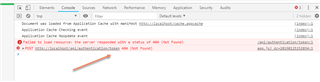 Chrome console showing a 404 error indicating that the requested URL gsapiv1 was not found on this server.