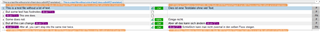 Screenshot of Trados Studio displaying an 'updated' text segment with an added footnote tag, highlighted in green, indicating a non-100% match.