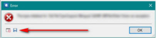 Error dialog box in Trados Studio with a red cross icon and an 'OK' button, indicating an unspecified error has occurred.