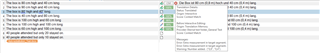 Screenshot of Trados Studio displaying a warning for added measurements in the translation segment.
