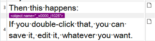 Screenshot showing a message in Trados Studio with an object name followed by a file size, indicating a Word object extraction issue.