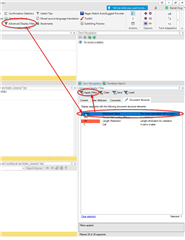 Trados Studio Advanced Display Filter with red circles highlighting 'Clear' button and filter options for target segments.