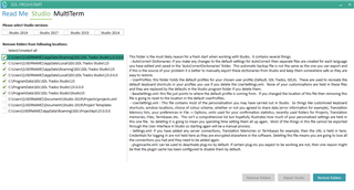Screenshot of Trados Studio app with a list of resettable locations and explanations appearing when hovered over.
