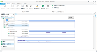 Trados Studio Glossary Converter interface showing a glossary file being converted with options for field mapping.