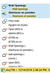 Screenshot of Trados Studio showing fragment matches from AnyTM with various translation units listed, including 'Wall Openings' and 'Floor Hole'.