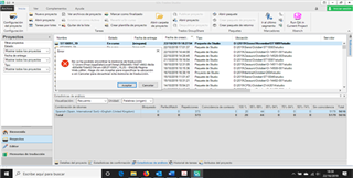 Second error message in Trados Studio stating 'The project could not be opened because one or more of its files are locked. Please close any applications that might be using the files.' with an OK button.