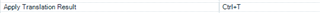 Screenshot of a single keyboard shortcut for 'Apply Translation Result' with the shortcut Ctrl+T in Trados Studio.