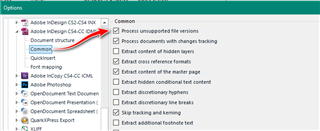 Trados Studio options menu with 'Document Structure' highlighted and a red arrow pointing to it.