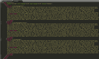 Screenshot of XML code in Trados Studio with target elements highlighted in yellow.