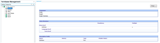 Screenshot of Trados Studio's Termbase Management View showing a list of languages with a sub-language added to an existing main language.
