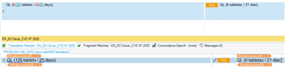 Screenshot showing Trados Studio interface with a 75% fuzzy match error where numbers are not replaced correctly in the target text.