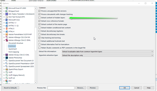 Trados Studio settings window showing options for processing InDesign files, with 'Extract content of master layers' option highlighted.