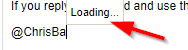 Screenshot showing a partial view of a Trados Studio interface with a loading error next to the mention of user @ChrisBa.