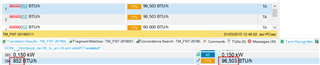 Screenshot of Trados Studio showing a conversion error where 852 BTUh is incorrectly converted to 96,503 BTUh instead of the correct value.