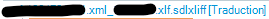 Screenshot showing imported file names in SDL Trados Studio with the format 'aaa.xml_aa.xlf' labeled as 'Translation'.