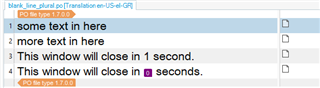 Close-up of Trados Studio translation segment with plural forms, indicating where the translation should be entered.