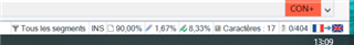 Trados Studio editor status bar showing character count at 17 with a red error icon indicating a length restriction issue.