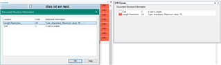 Screenshot of Trados Studio showing the DSI Viewer update notification with a link to the appstore. The left panel displays 'Document Structure Information' with a table listing 'Code' and 'Additional Information'.