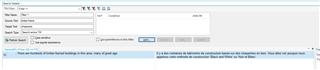 Close-up of Trados Studio TM view filter setup with Source Text 'timber frame' and empty Target Text field.