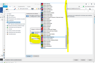 Screenshot of Trados Studio showing the 'Add New Language' dialog with a list of languages, but 'Spanish International' is not listed. A yellow highlight indicates the missing language option.