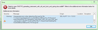 Error dialog box in Trados Studio showing 'Failed to open SDLXLIFF' with details about an unexpected error when detecting file type for the updated file.