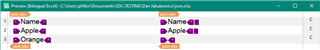 Trados Studio interface displaying the translation of keys on the left and translated content on the right in a table format.