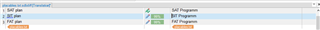 Screenshot of Trados Studio showing source segment 'SIT plan' with blue underline indicating it's considered a placable, and target segment 'SIT Program'.