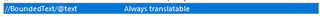 Screenshot showing the BoundedText element set to 'Always translatable' in Trados Studio.