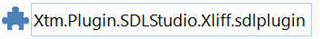 Screenshot showing the file name 'Xtm.Plugin.SDLStudio.Xliff.sdlplugin' indicating it is not an official Trados Studio plugin.