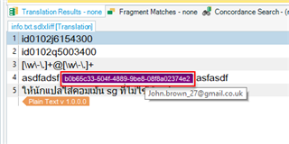 Screenshot of Trados Studio showing a translation segment with a string of code highlighted in red, indicating an error in the translation protection tag.