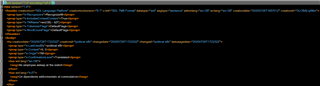 Screenshot of a text editor displaying TMX code with a highlighted header section and the first translation unit.