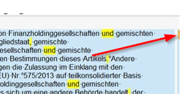 Screenshot of Trados Studio showing a concordance search result with a highlighted phrase 'und gemischten' and a red arrow pointing to it.