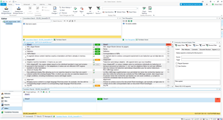 Screenshot of Trados Studio software with a customized layout on a landscape screen, showing various open windows and panels for translation work.