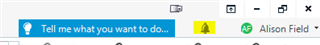 Trados Studio top menu bar with a red 'Notifications' icon indicating an available update.