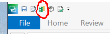Trados Studio screenshot showing the File tab highlighted in blue with a red circle around the 'Open Document' icon.