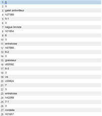 Screenshot of Trados Studio with segments split differently, displaying numbers on separate lines from words.