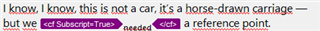 Screenshot of Trados Studio with hidden tags visible, showing the 'Subscript=True' and 'cfb' tags being moved around the word 'needed'.