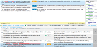 Screenshot of Trados Studio showing row 177 as a fuzzy match with row 174. The translation memory (TM) hits display the initial translation instead of the edited version.