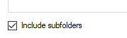 Checkbox labeled 'Include subfolders' is checked in Trados Studio files navigation view.