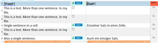 Trados Studio interface showing translation segments with paragraph-based segmentation.